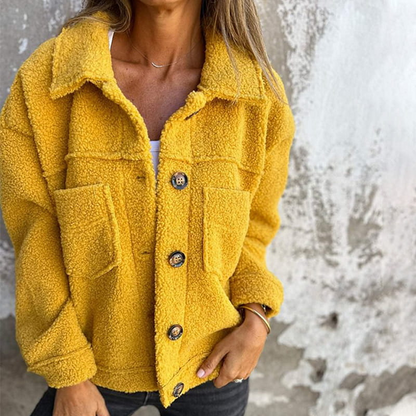 Lisan | Luxe Teddy Jas voor Dames - Elegante Knopen en Praktische Zakken
