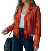 Freija | Trendy Dames Jas met Franje - Stijlvolle Tussenjas