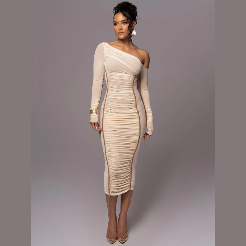 Maya | Dames Midi-jurk - Luxe Zachte Stof met Unieke Details 0