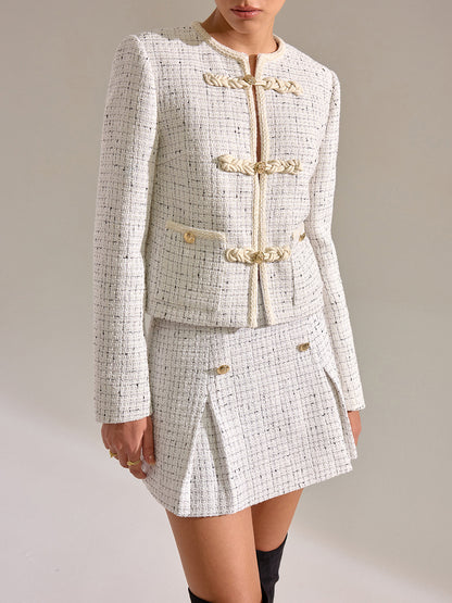 Metria | Dames Jas met Tweed Metalen Details - Regular Fit