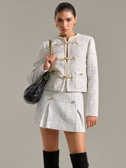 Metria | Dames Jas met Tweed Metalen Details - Regular Fit