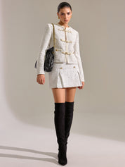 Metria | Dames Jas met Tweed Metalen Details - Regular Fit