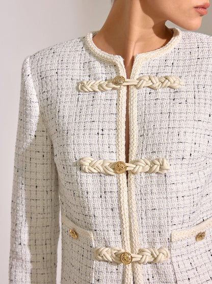 Metria | Dames Jas met Tweed Metalen Details - Regular Fit