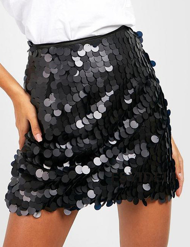 Mila | Dames Rok - Lange Effen Pailletten, Verleidelijk en Glamoureus 0