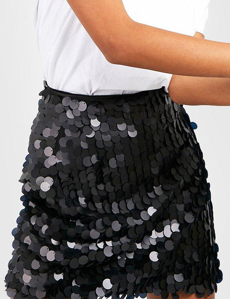 Mila | Dames Rok - Lange Effen Pailletten, Verleidelijk en Glamoureus 1