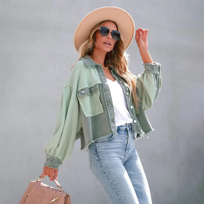 Laila | Vintage Stijl Dames Jas met Pofmouwen en Stijlvolle Knopen