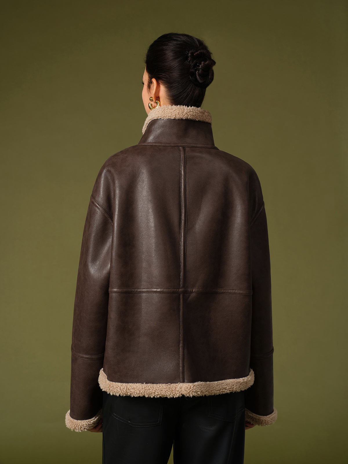 Rinja | Faux Leren Fleece Winterjas Dames - Stoer en Stijlvol