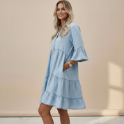 Mira | Denim Midi Jurk Dames  - Licht, Luchtig, Casual Elegantie