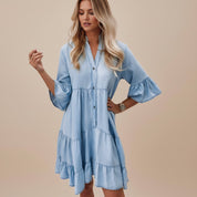 Mira | Denim Midi Jurk Dames  - Licht, Luchtig, Casual Elegantie