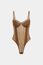 Mira | Dames Bodysuit - Mesh en Patchwork, Elegant Silhouet 0