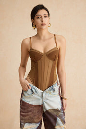 Mira | Dames Bodysuit - Mesh en Patchwork, Elegant Silhouet 6