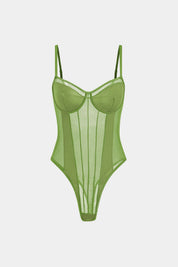 Mira | Dames Bodysuit - Mesh en Patchwork, Elegant Silhouet 9