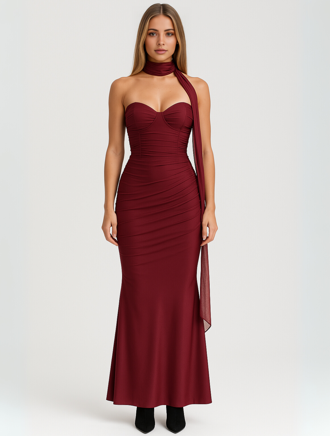 Mireille | Dames Strapless Chokerjurk - Vloerlengte, Elegant en Flatterend 5