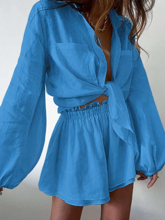 Mollie | Tweedelige Zomerset - Linnen Blouse en Casual Shorts