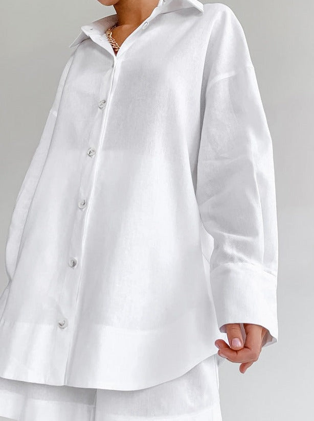 Ylva | Katoenen Set met Oversized Blouse en Korte Broek