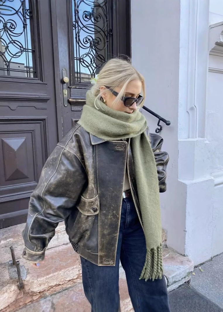 Lori | Vintage Vegan Leren Jas voor Dames met Gewassen Look