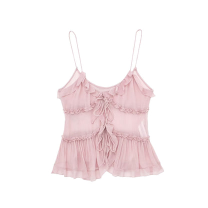 Verah | Camisole Top met Transparante Chiffonlaag – Elegant