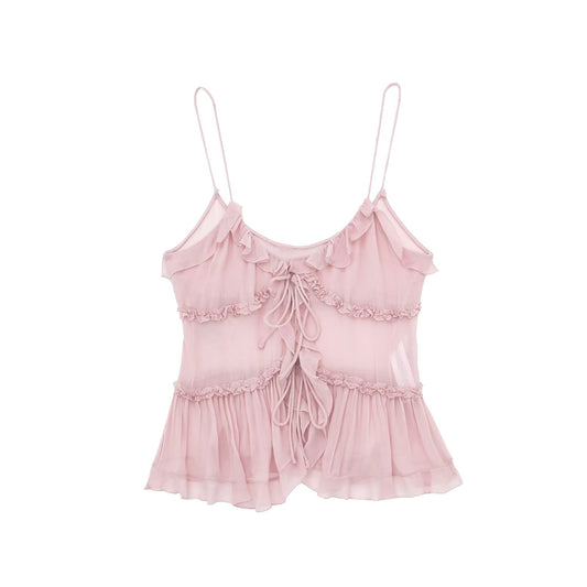 Verah | Camisole Top met Transparante Chiffonlaag – Elegant