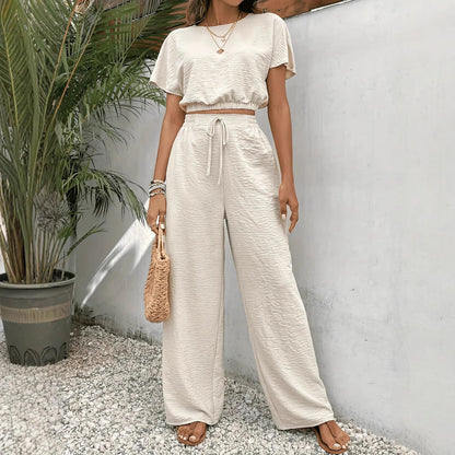 Kay | Tweedelige Set voor Dames - Crop Top met Wijde Broek