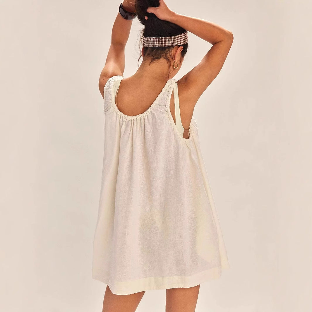 Pura | Mouwloze Mini Zomerjurk – Losse Pasvorm & Elastische Schouderbandjes