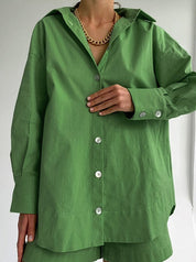 Ylva | Katoenen Set met Oversized Blouse en Korte Broek