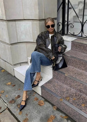 Lori | Vintage Vegan Leren Jas voor Dames met Gewassen Look