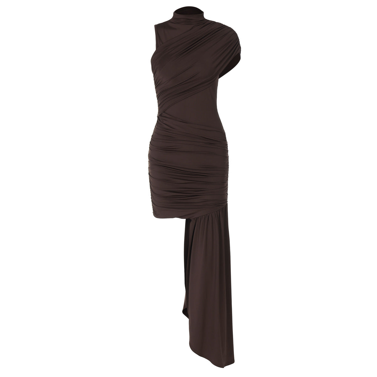 Geneva | Gedrapeerde Jurk Luxe Jersey – Asymmetrisch Design