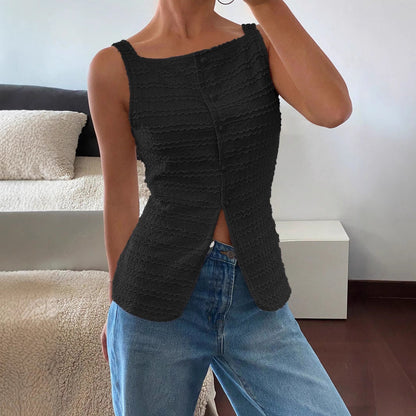 Kensi | Slim Fit Geribde Tanktop Dames – Katoenmix