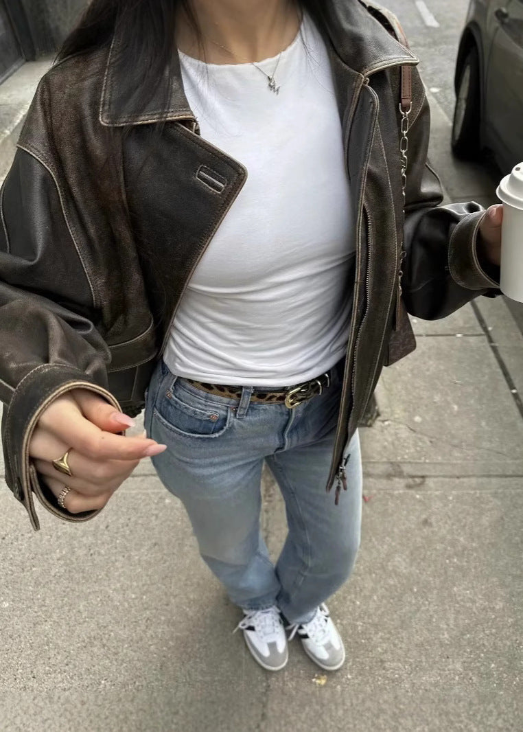 Lori | Vintage Vegan Leren Jas voor Dames met Gewassen Look