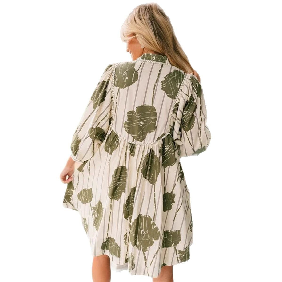 Dylana | Luchtige V-Hals Zomerjurk met Pofmouwen en Print