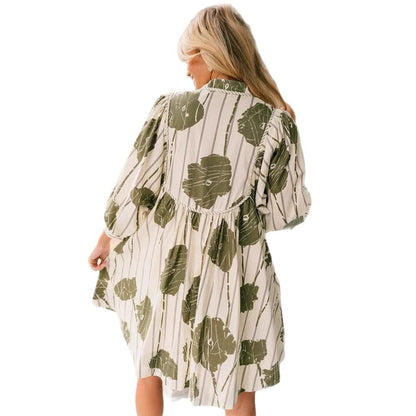 Dylana | Luchtige V-Hals Zomerjurk met Pofmouwen en Print