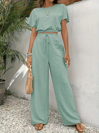 Kay | Tweedelige Set voor Dames - Crop Top met Wijde Broek