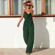 Juney | Mouwloze Jumpsuit met Wijde Pijpen en V-Hals