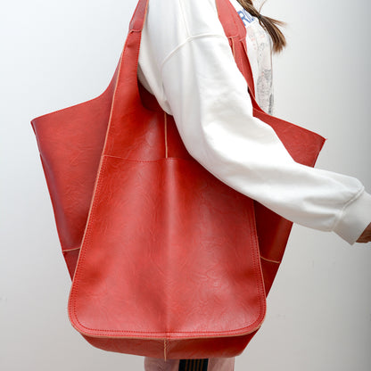 Oversized Leren Vintage Schoudertas