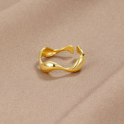 Oceaan | Dames Ring Goud - Verstelbaar, Minimalistisch 18K Verguld 0