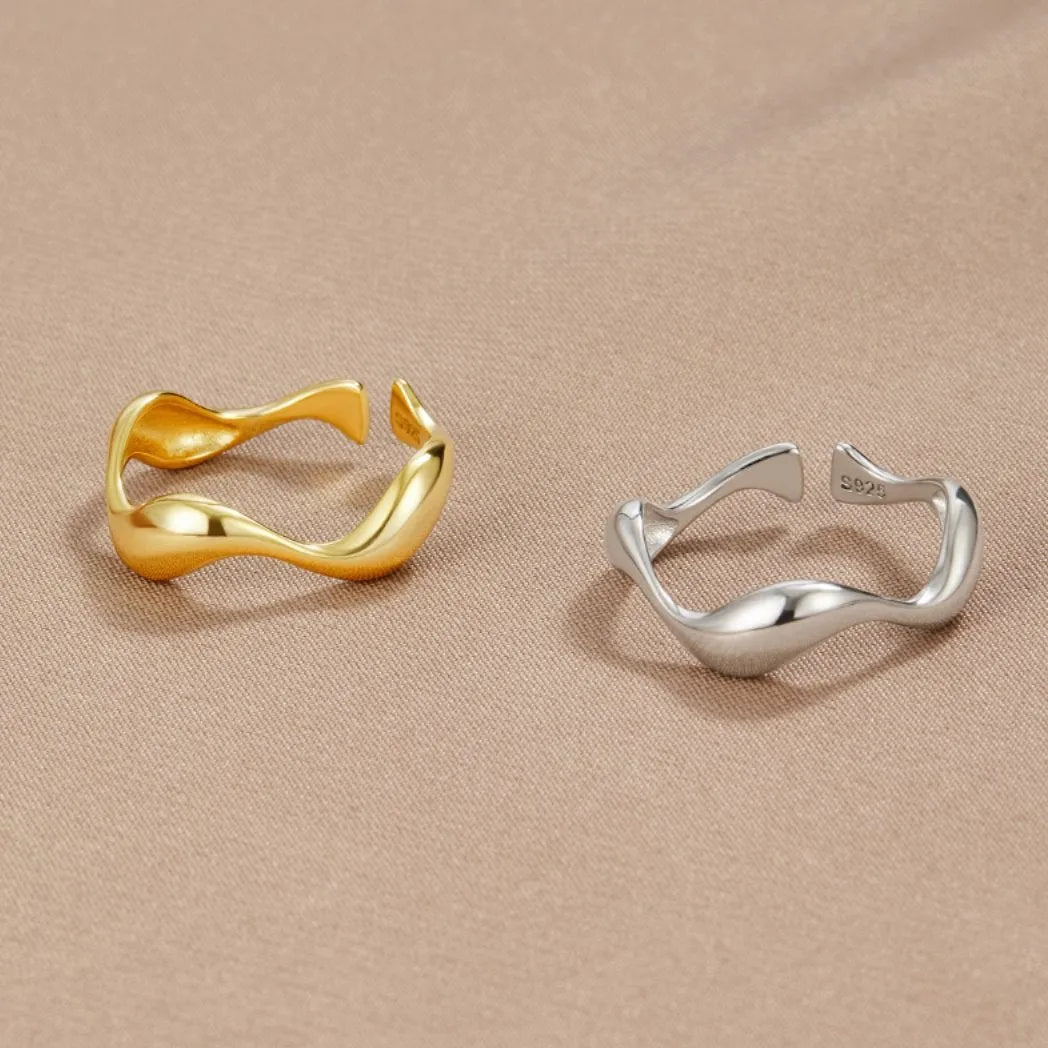 Oceaan | Dames Ring Goud - Verstelbaar, Minimalistisch 18K Verguld 4