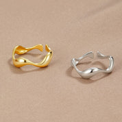Oceaan | Dames Ring Goud - Verstelbaar, Minimalistisch 18K Verguld 4