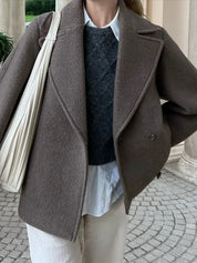 Olivia | Dames Jas Winter - Oversized Bruin/Taupe, Chique Design 1
