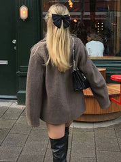 Olivia | Dames Jas Winter - Oversized Bruin/Taupe, Chique Design 5