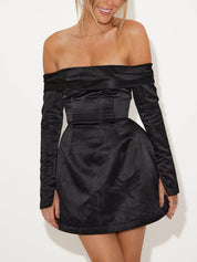 Olivia | Dames Mini-jurk - Geweven Stof, Off-Shoulder Elegantie 3