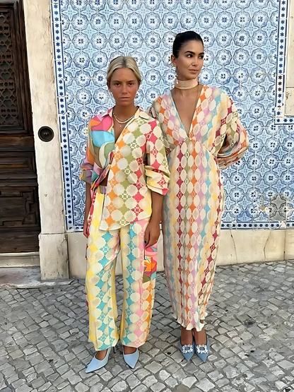 Solange | Chique Tweedelige Set & Jurk Met Print