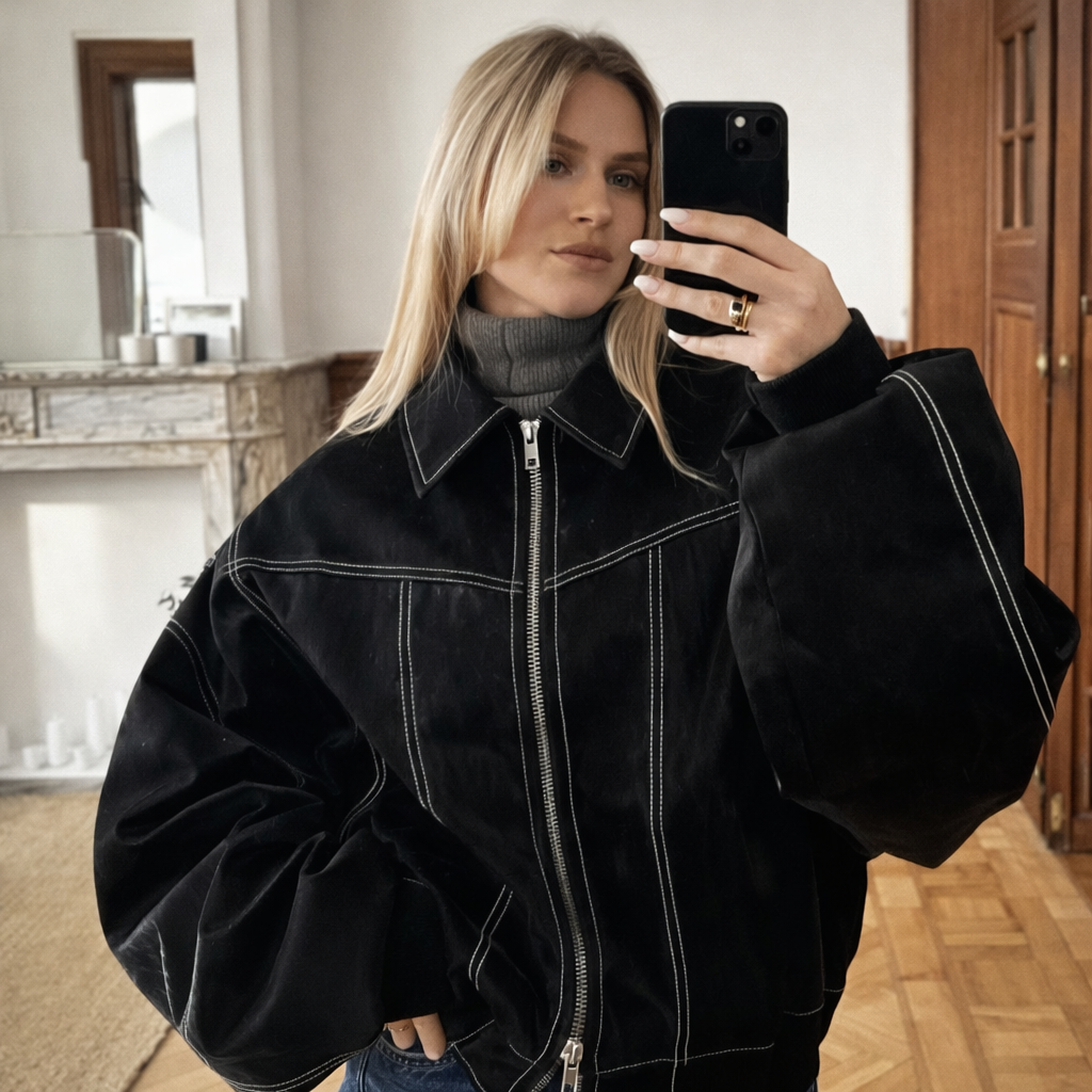 Oriana | Trendy Leren Tussenjas Dames - Stijlvol en Comfortabel