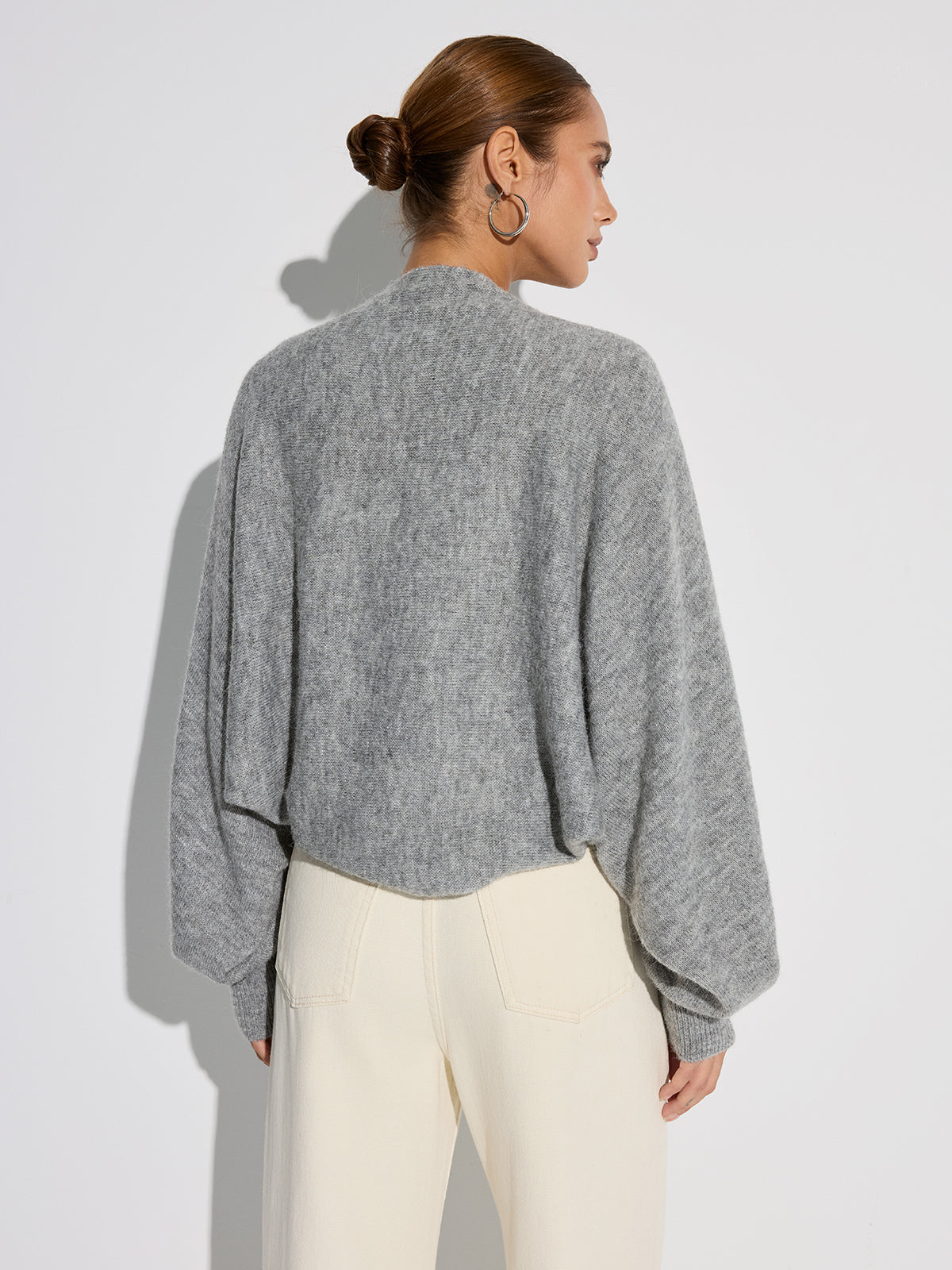 Ova Oversized Vest Dames | Wolmix met Vleermuismouwen, Zwart 2