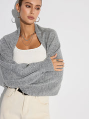 Ova Oversized Vest Dames | Wolmix met Vleermuismouwen, Zwart 3