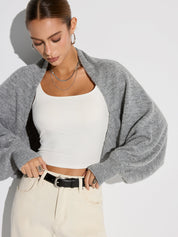 Ova Oversized Vest Dames | Wolmix met Vleermuismouwen, Zwart 4