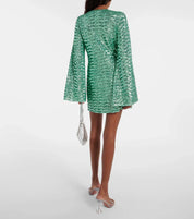 Valerie | Glitter Mini Jurk - V-hals & Wijde Mouwen