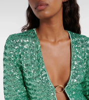 Valerie | Glitter Mini Jurk - V-hals & Wijde Mouwen