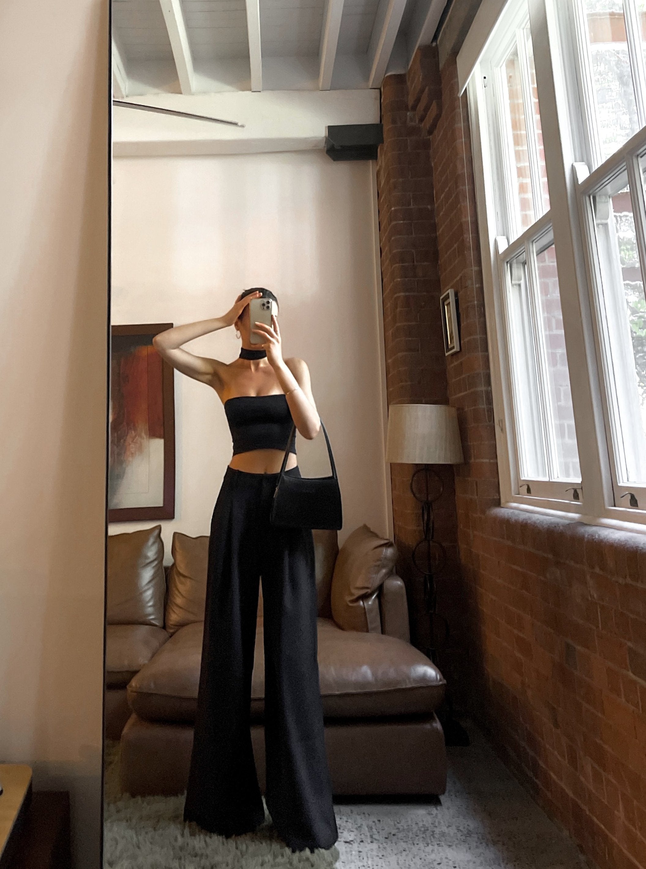 Mandi | Zwarte Hoge Taille Palazzo Pantalon