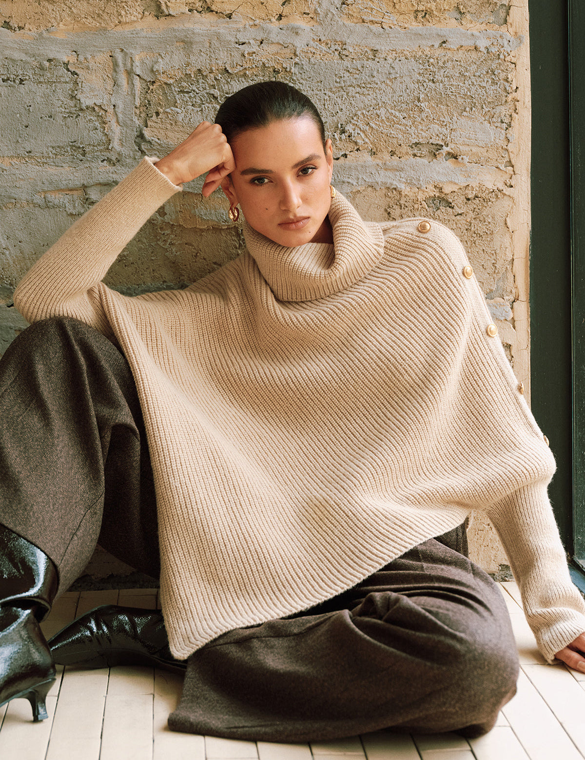 Pablo | Dames Poncho-Sweater - Gebreid met Metalen Accenten, Comfortabel en Trendy 0