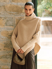 Pablo | Dames Poncho-Sweater - Gebreid met Metalen Accenten, Comfortabel en Trendy 3